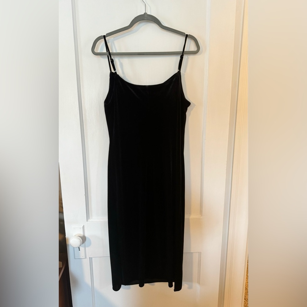 NWT Nine West Black Velvet Midi Slip Dress - Picture 9 of 11